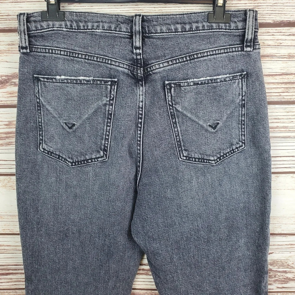 Hudson Womens Size 31x28 Black Holly Straight Leg Distressed Jeans          #238 - Picture 8 of 13